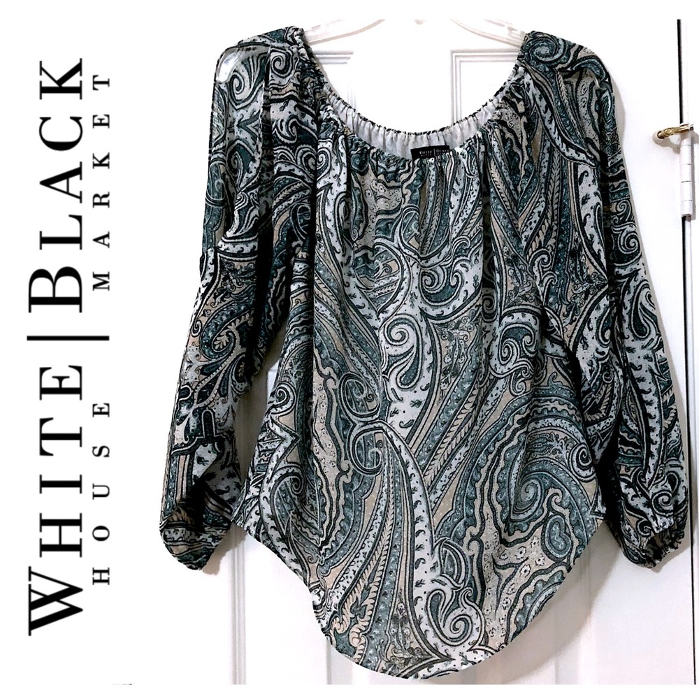 WHBM Off-the-Shoulder L/S Blouse Keyhole Sleeves